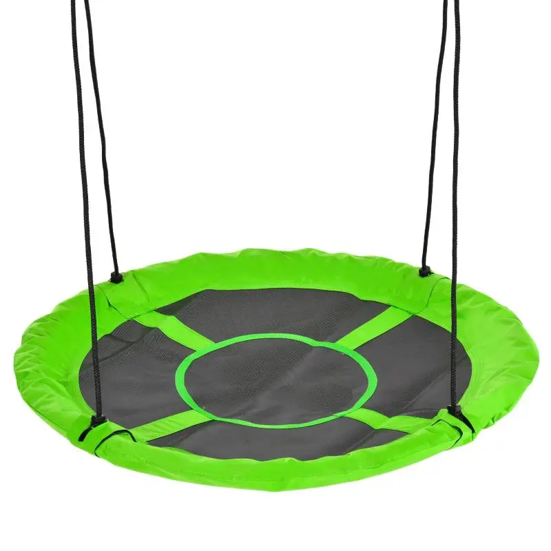 Round Birds Nest Swing / Basket Swing ( Diameter 110 cm) – Includes 4 Rings – Epoxy-Coated Metal & High-Density Oxford Fabric – Green