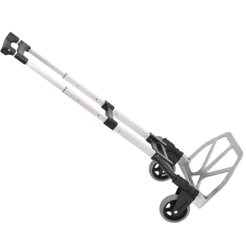 Lightweight, telescopic, foldable aluminum hand truck (silver/black) – 70kg capacity