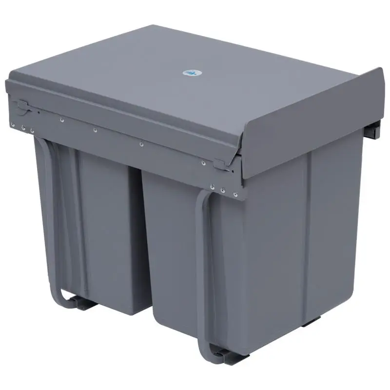 40L pull-out waste bin with 3 removable recycling compartments (2 x 10L and 1 x 20L) – grey