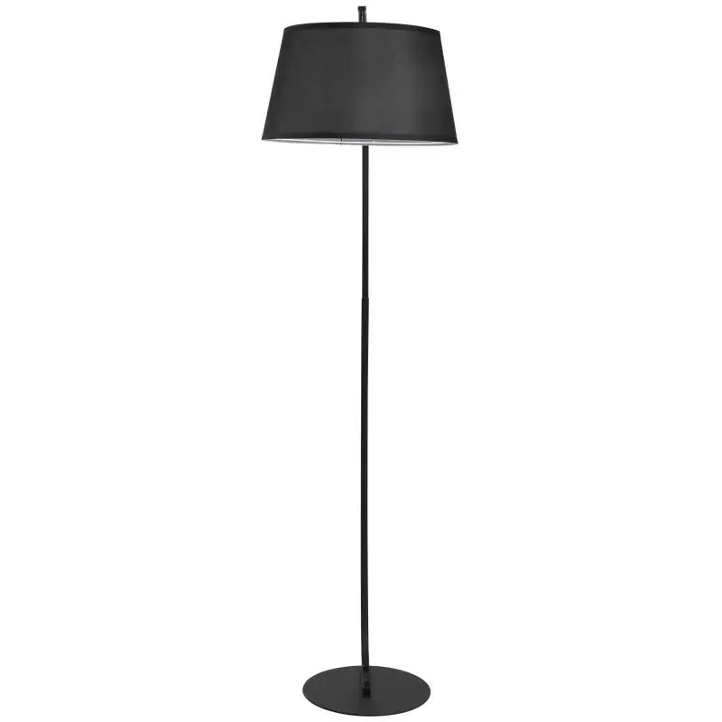 Curved living room arc floor lamp – Modern metal arched lamp – Metal and black linen floor lamp