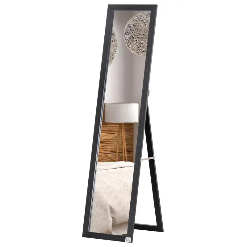 Rectangular Full-Length Floor and Wall Mirror – Suitable for Dressing Room, Bedroom, or Living Room – Dimensions: 37W x 37D x 154H cm – Black