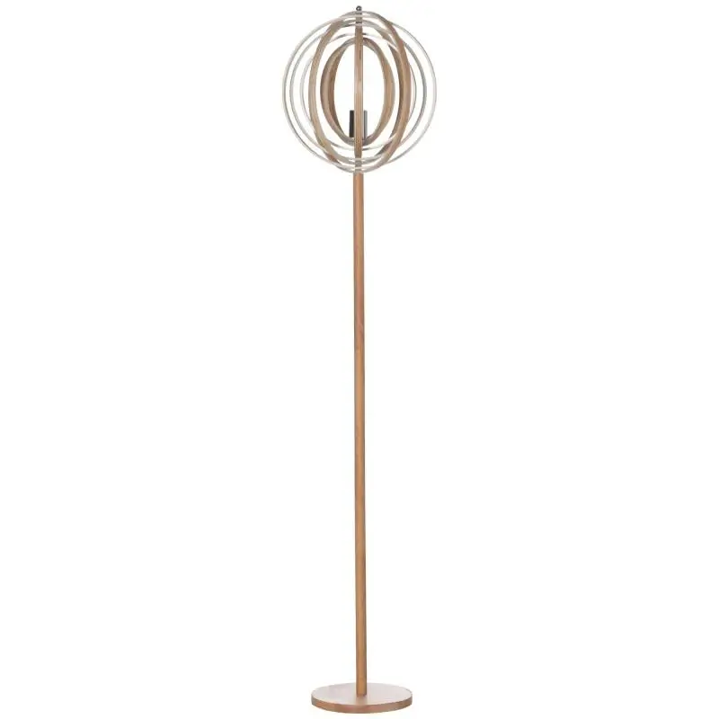 Floor lamp with circular base, max.40 W. Light natural wood shade, dimensions: 38 cm diameter x 160 cm height.