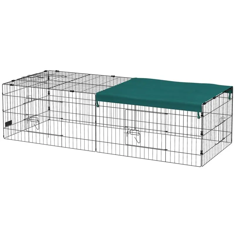 Small Animal Enclosure / Outdoor Run / Dwarf Rabbit Enclosure, 185 x 75 x 50 cm, Green + Black