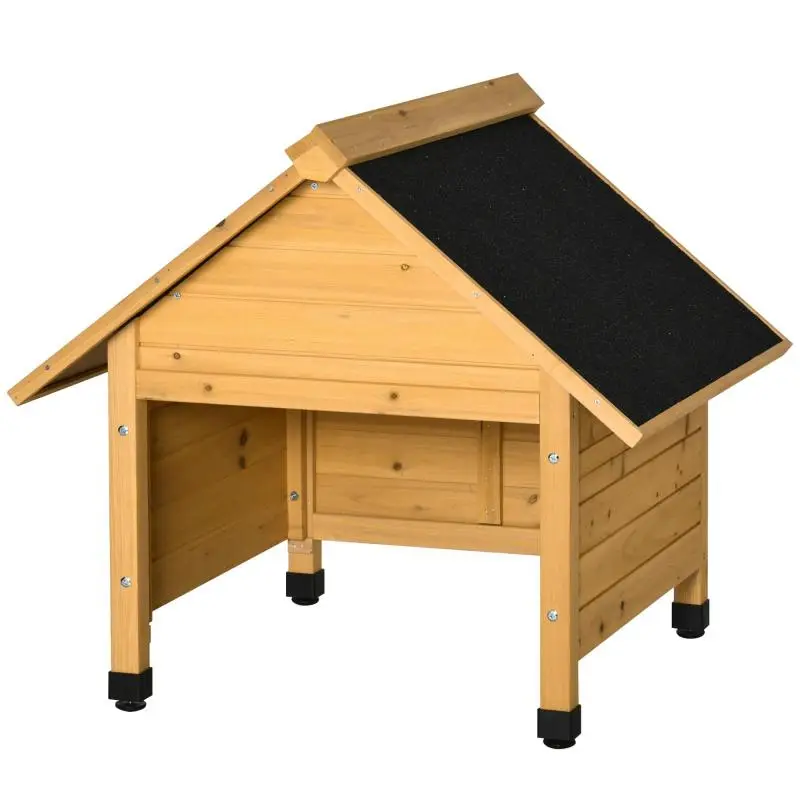 Wooden Garage for Robotic Lawn Mower – Carport/Shelter with Sun & Rain Protection – Yellow, 75 x 76 x 70 cm