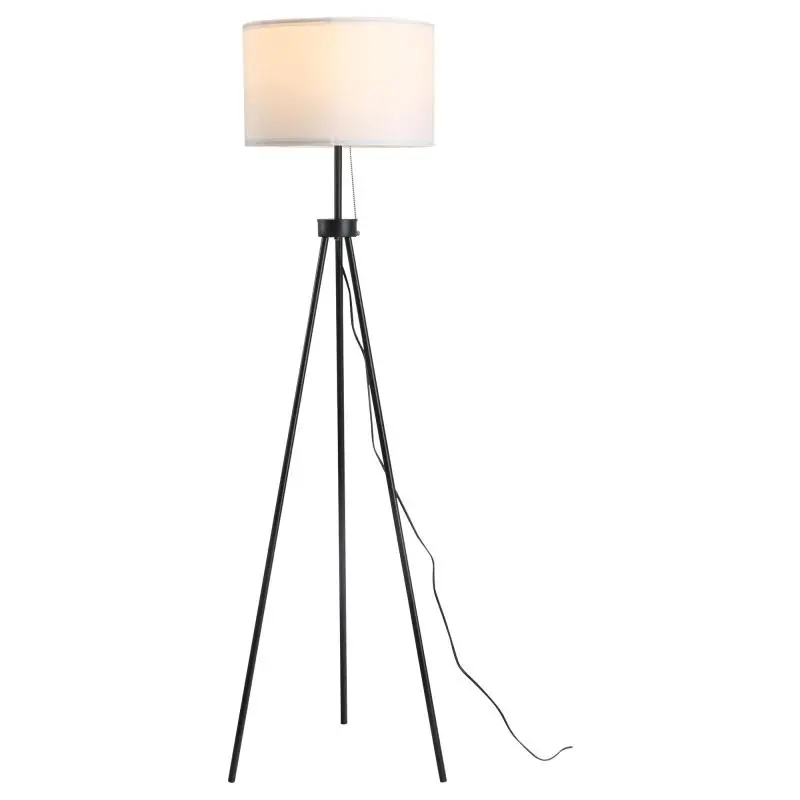 Floor lamp with polyester and cotton shade, E27 socket, for living room and bedroom, white, bulb not included.