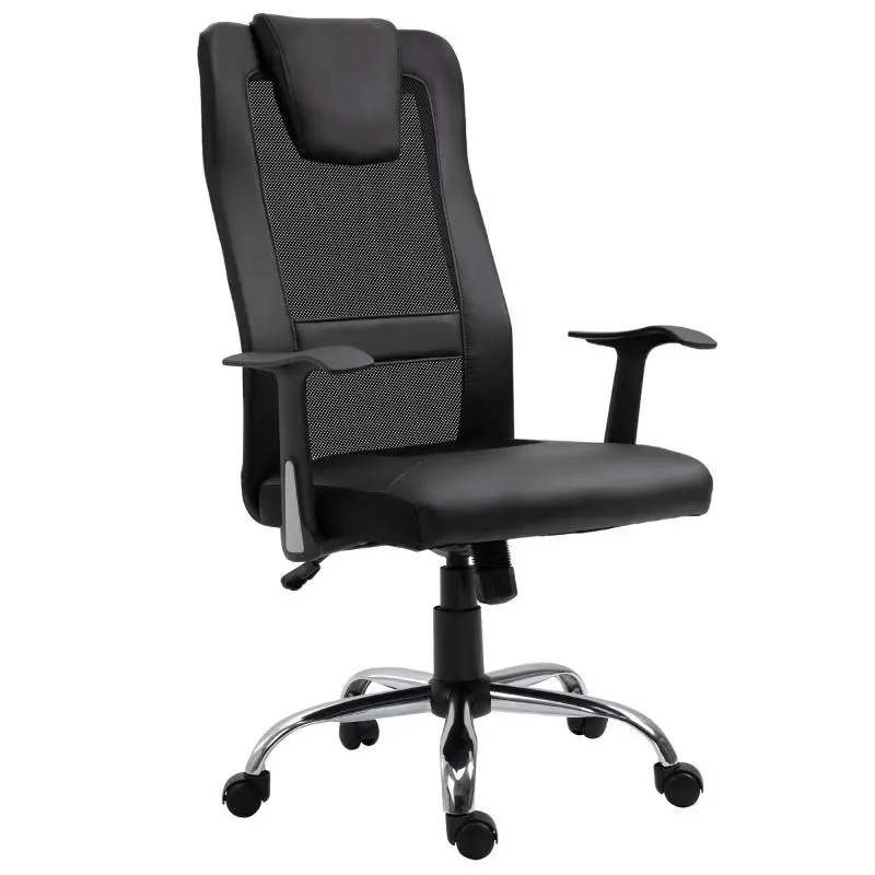Height-adjustable swivel office chair / executive chair / desk chair – ergonomic, black PU, 66 x 73 x 108–118 cm