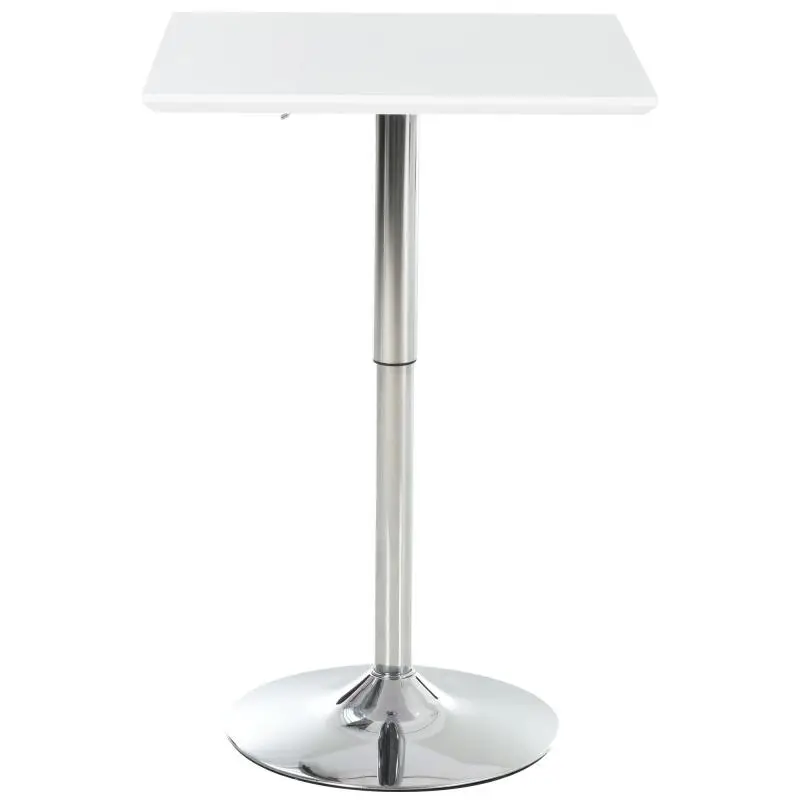 Square Height-Adjustable Bar/Bistro/Pub Table – White Steel – 60 x 60 x 69–92 cm