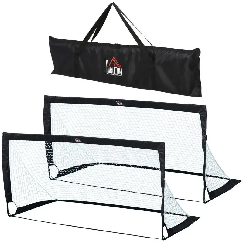 Set of 2 Foldable Soccer Goals (183 x 90 x 90 cm) – Weatherproof with Carry Bag – Outdoor Soccer Goals for Adults – Suitable for Leisure, Garden, and Training – Black