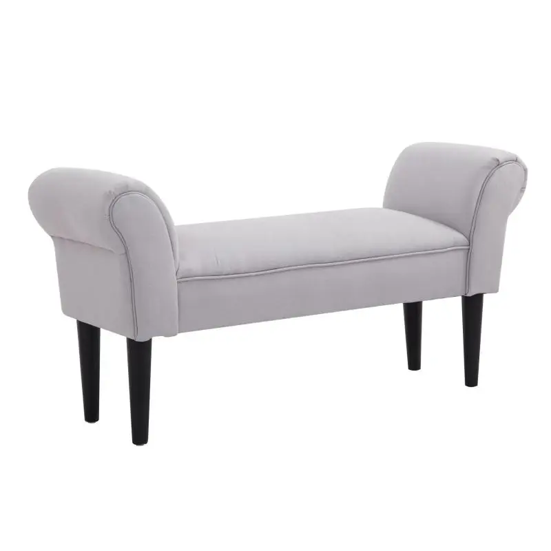 Upholstered Bench with Sailcloth and Armrest – Hallway Bench with Wooden Frame – Shoe Bench for Bedroom, Living Room, or Hallway
