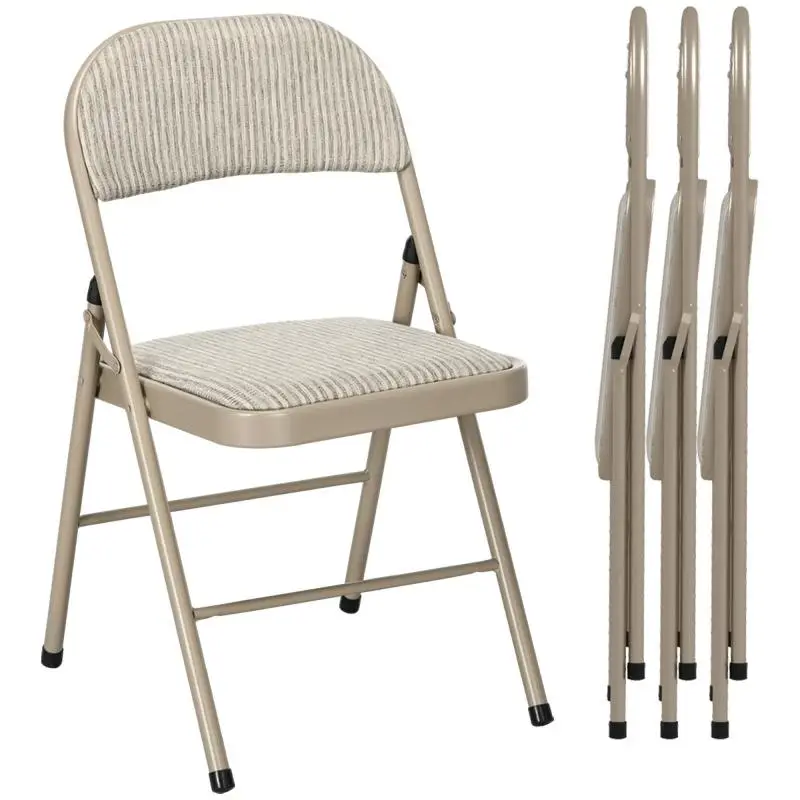 Portable Steel Folding Chair with Linen Finish, For Offices, Reception and Waiting Rooms, Beige