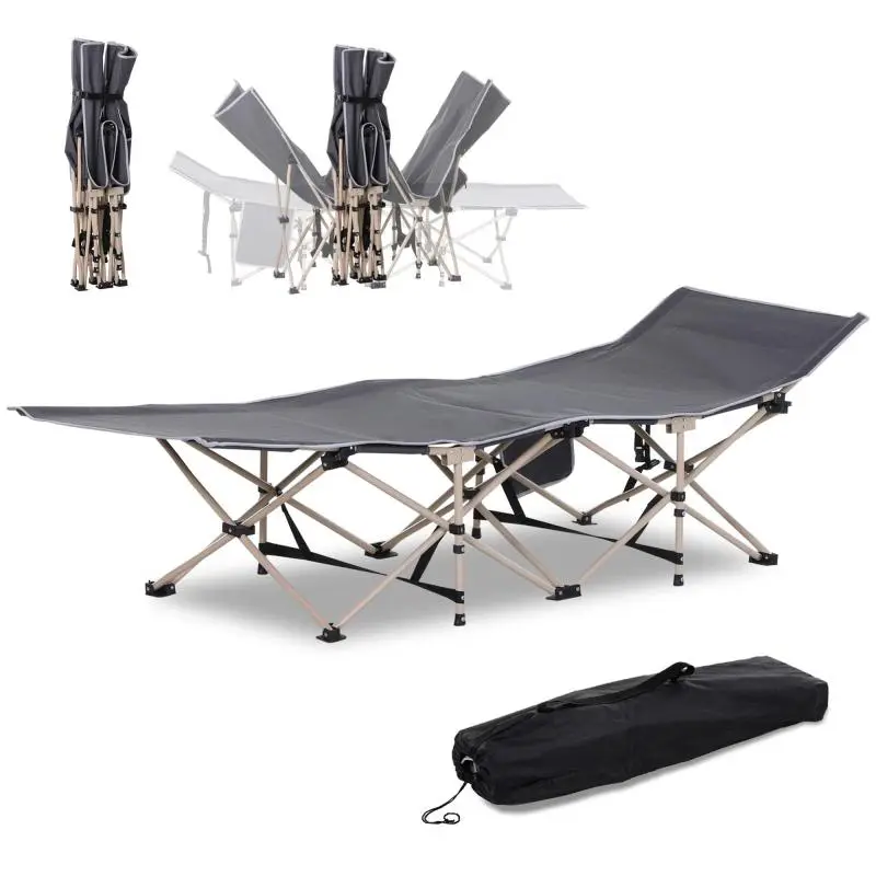 Folding camping cot, weather-resistant, incl.carry bag, 190 x 68 x 52 cm, grey