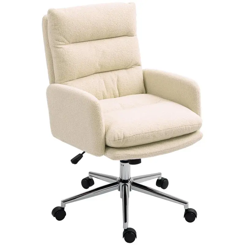 Office chair, upholstered desk chair, tilt function, swivel, on casters, cream white
