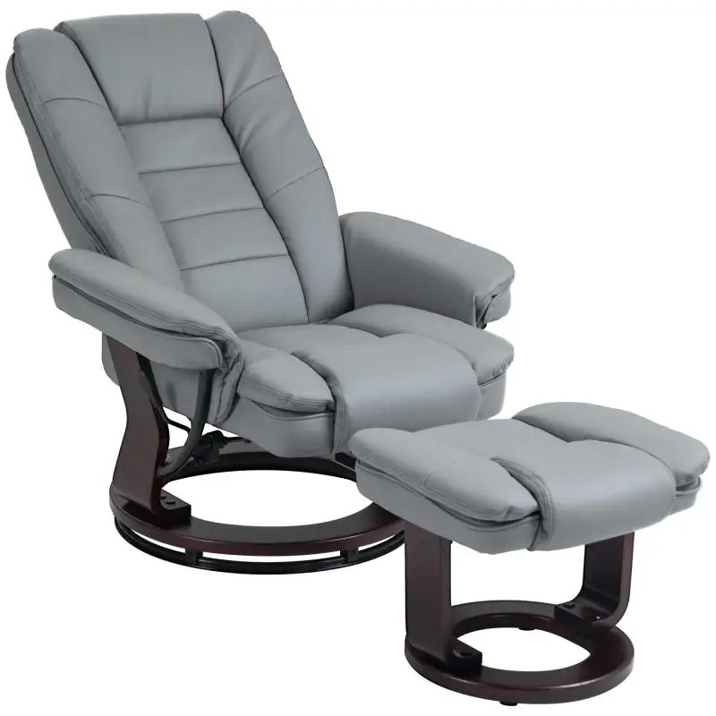 Relax armchair with ottoman, reclining chair, swivel, tiltable backrest, leather-look finish, up to 130 kg