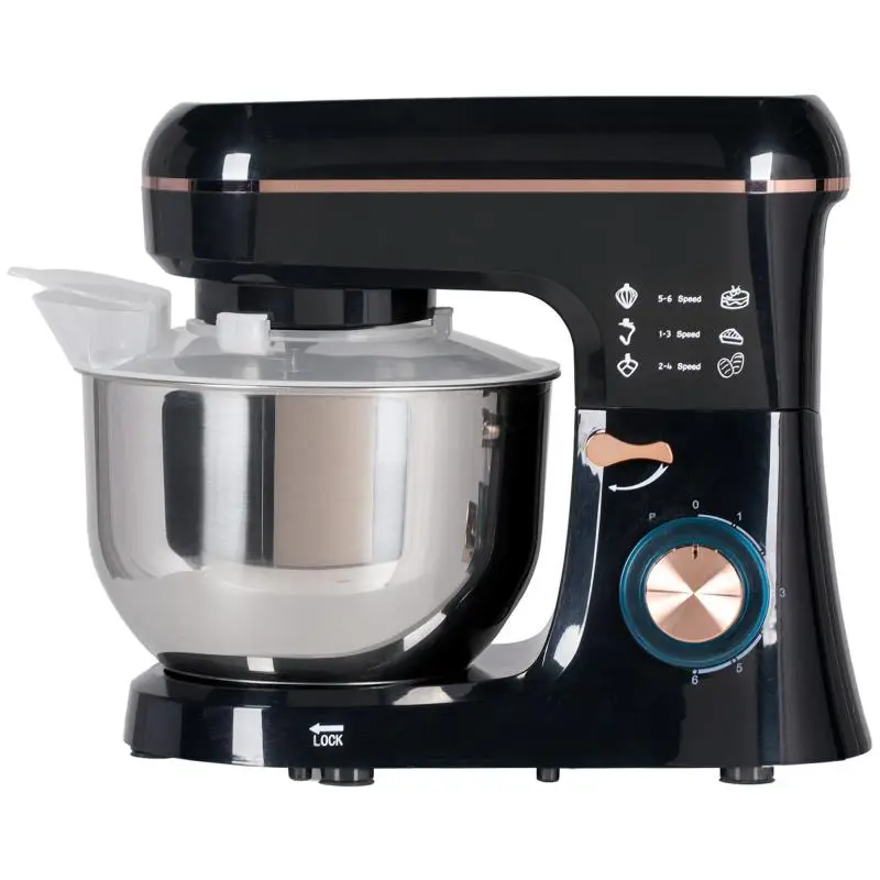 Stand mixer, food processor, mixer, 6 speeds, 5.5L stainless steel bowl, black