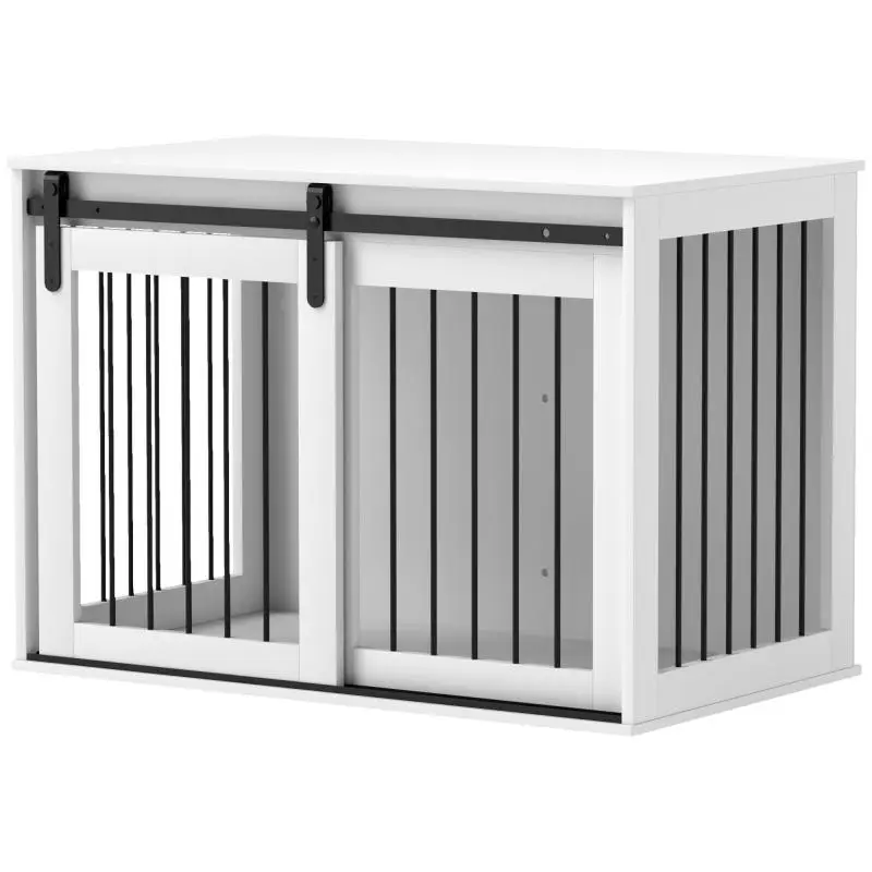 Dog crate with sliding door, ventilation, particleboard and steel, 98 x 58 x 61 cm