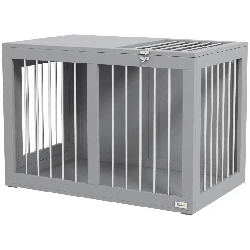 Dog cage / dog crate / dog transport box, 2 doors, lockable, steel mesh, 80 cm x 50 cm x 56.5 cm, grey