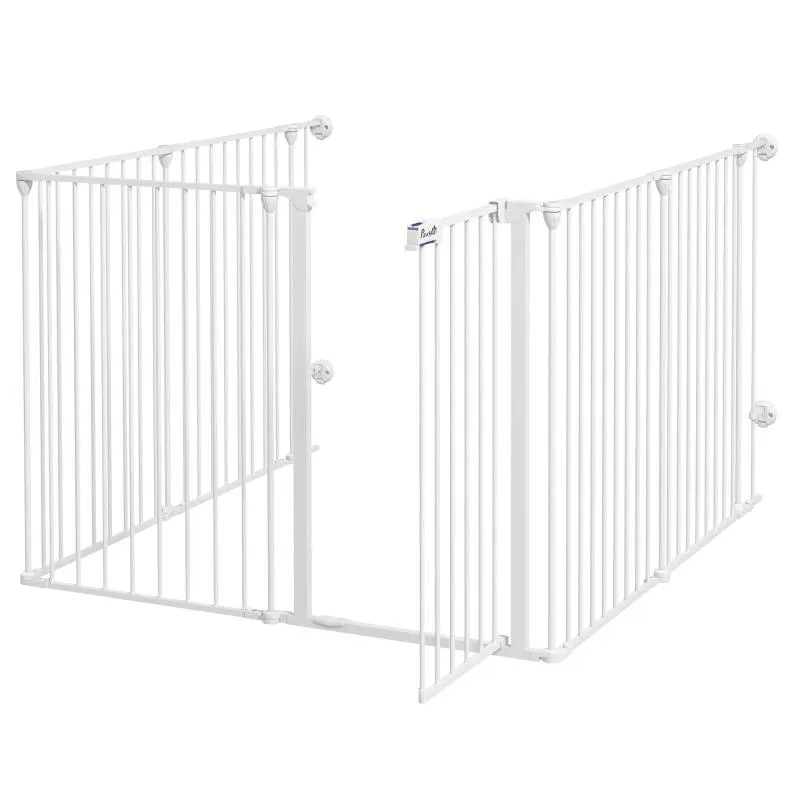 Puppy playpen, modular design, foldable, steel frame, indoor use, white, 90 x 123 x 102 cm