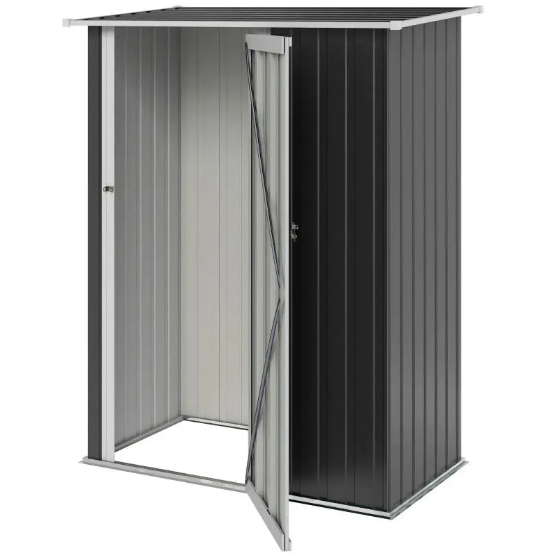 Metal Garden Shed 1.07 square meter (142 x 86 x 189 cm) with Pent Roof, Lockable Door, and Weather-Resistant Design – Outdoor Garden Shed for Backyard – Dark Grey