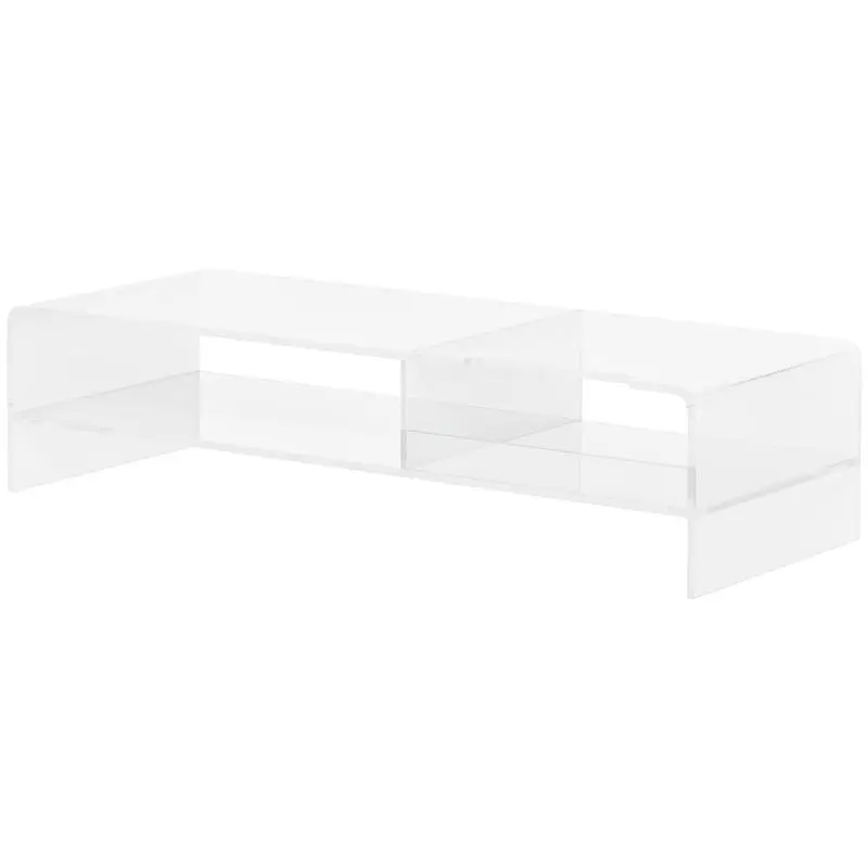 Monitor stand with keyboard compartment, transparent, for monitors up to 24 inches, 2 tiers, acrylic, 50.8 x 19 x 12 cm