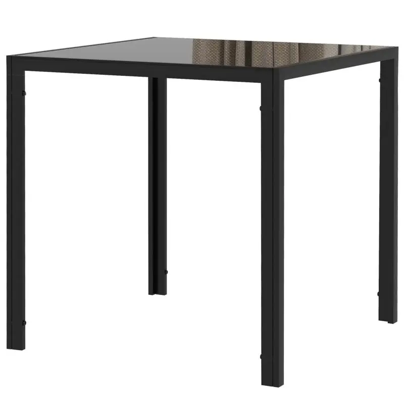 Square dining table for 4 people, tempered glass tabletop, for kitchen and dining room, 75 x 75 x 75 cm