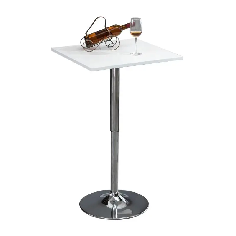 Height-adjustable bar table, 360 Degrees swivel, scratch-resistant feet, sturdy metal base, white