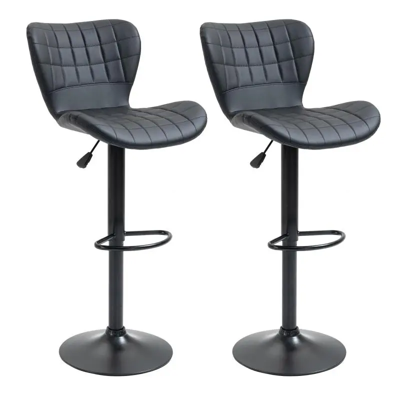 Set of 2 Retro-Design Bar Stools 47 cm x 51.5 cm x 89–109 cm Black
