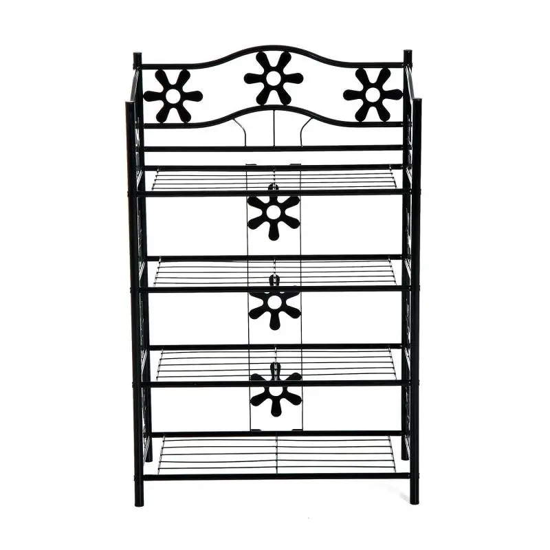 Shoe rack, plant stand, flower stand, freestanding shelf, stand, 4 tiers, metal, 59.5 x 30 x 92 cm, black