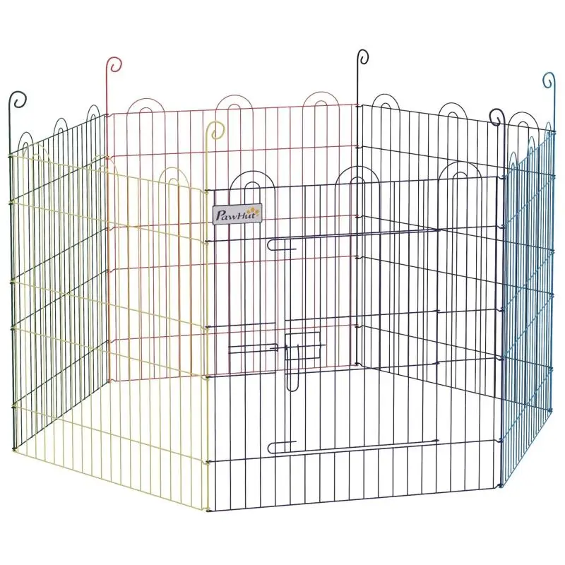 Freestanding enclosure, puppy playpen, modular design, lockable, metal, Ø120 x 60 cm (H), multicolored