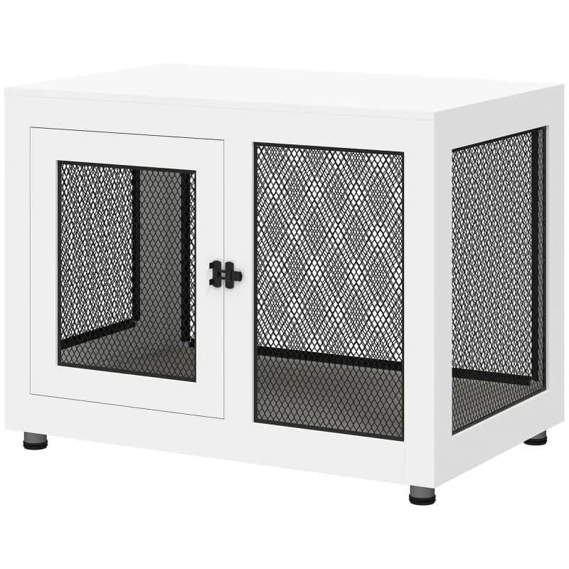 Dog crate, incl. soft mat, 2 lockable doors, steel, white, 94 x 60 x 71.5 cm