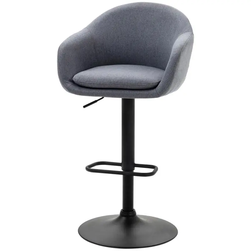 Bar stool with footrest;height-adjustable, linen-look finish, 54 cm x 54 cm x 112 cm, grey
