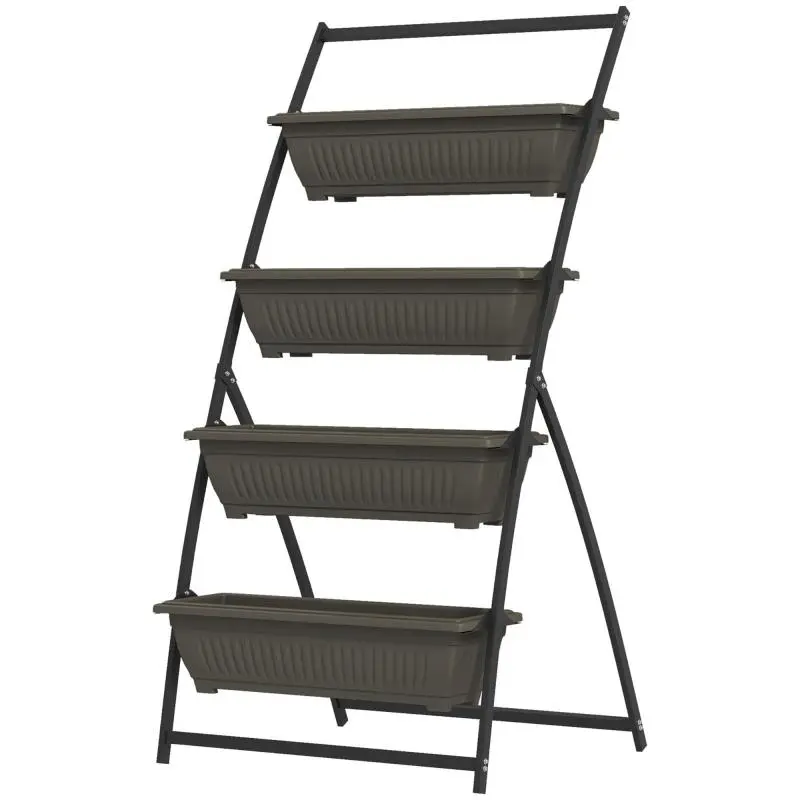 Plant stand / tiered plant stand / plant shelf, stackable, weather-resistant, 76 cm x 79 cm x 162 cm, brown