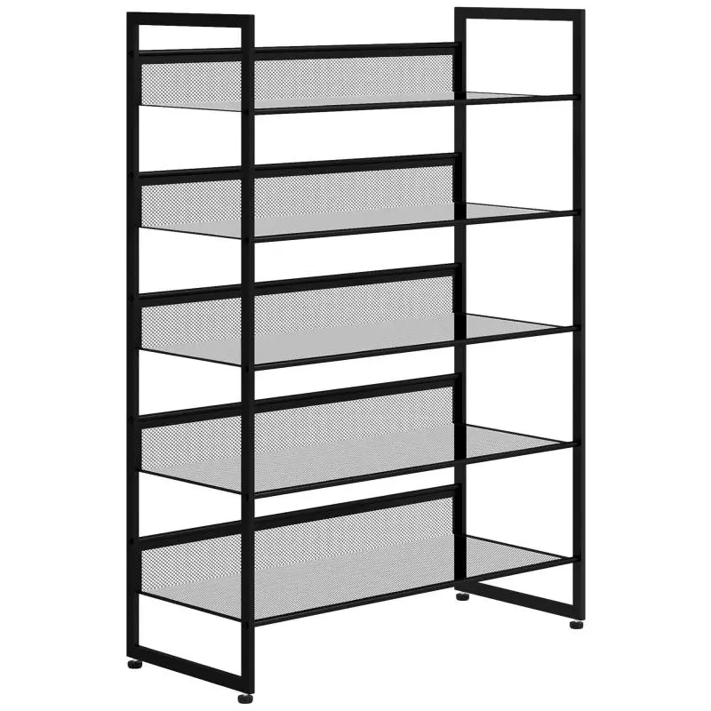 Shoe rack, shoe storage, shoe stand, 5 shelves, 72 cm x 30 cm x 102 cm, black
