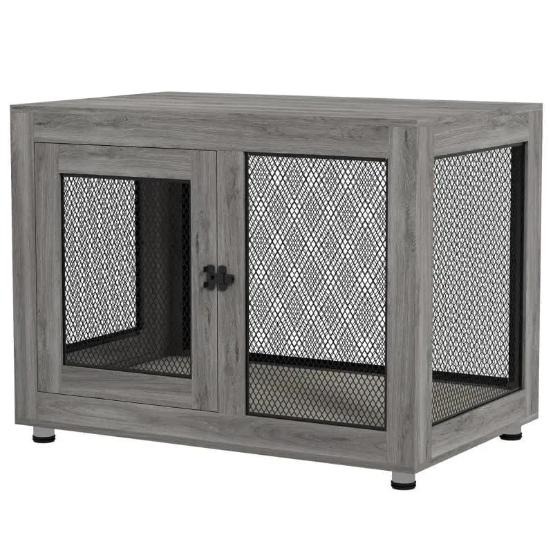 Dog crate/puppy pen with storage surface, water-repellent cushion, steel mesh, adjustable feet, 94 x 60 x 71.5 cm