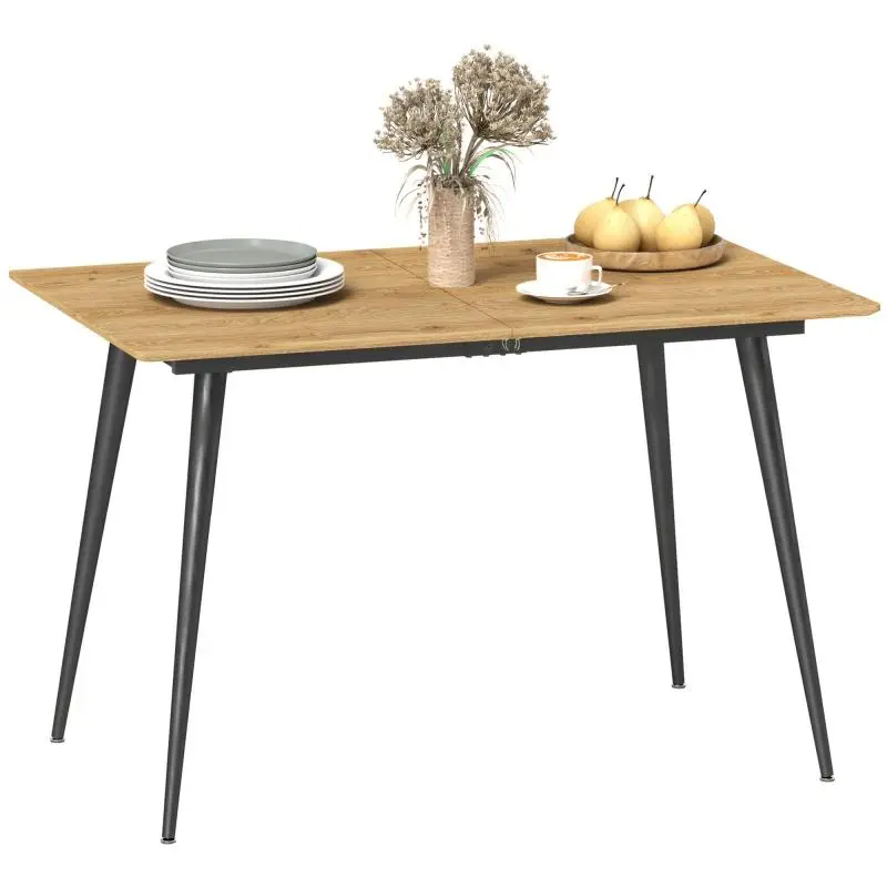 Extendable dining table, extendable table for 6–8 people, kitchen table with solid steel legs