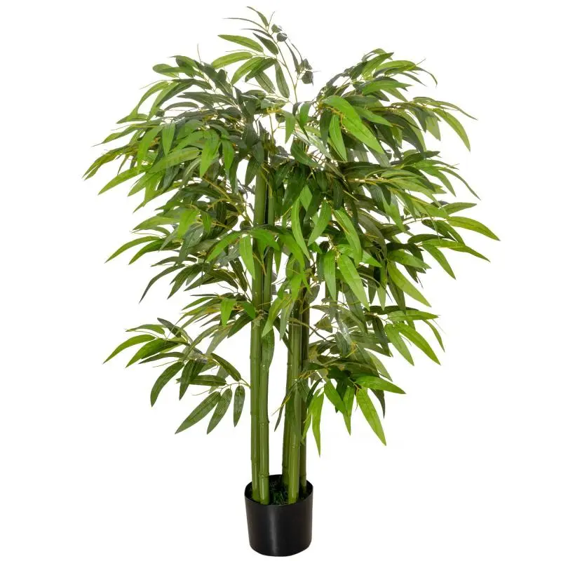 Artificial plant, potted plastic bamboo, 780 leaves, realistic look, low maintenance, 140 cm, green