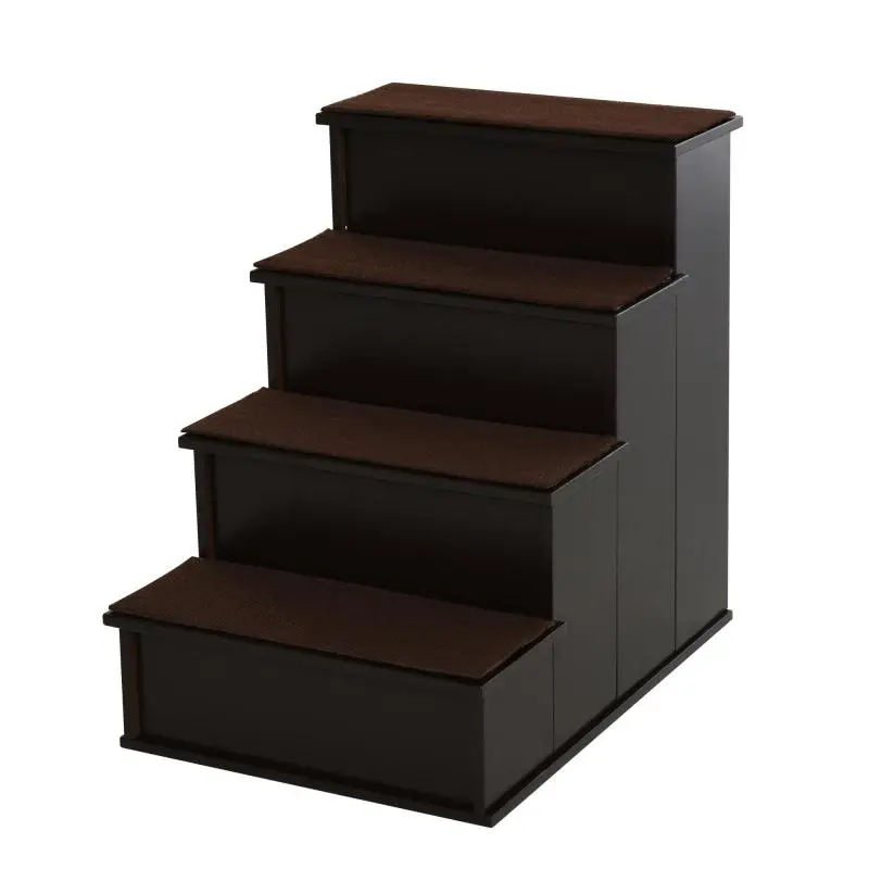 Pet Stairs for Dogs and Cats, 4-Step Pet Ramp with Short Plush Carpet, Non-Slip Pet Steps for Sofa, Bed and Vehicle, Supports up to 30 kg, 40 x 59 x 54.2 cm