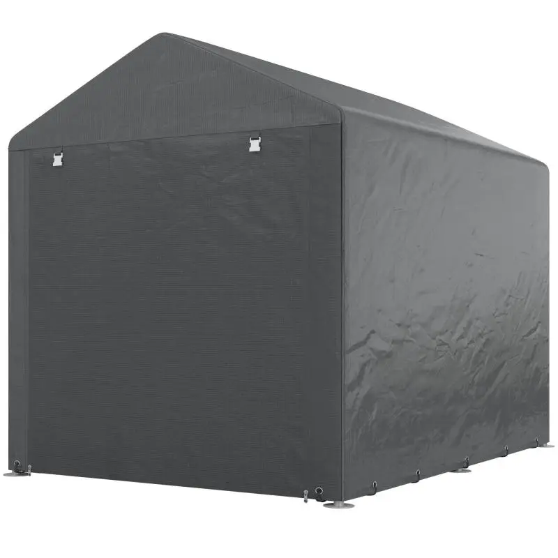 Storage shed, tent garage, large door, rust-resistant metal frame, 160x218x172 cm, dark gray