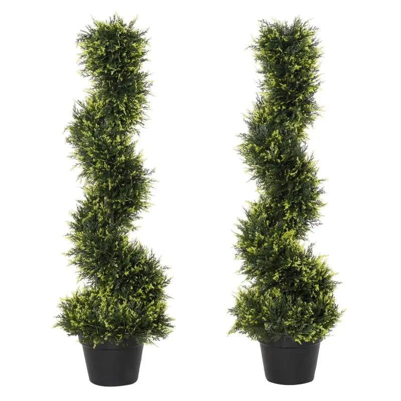Artificial spiral plant, spiral cedar tree with pot, 90 cm, artificial cedar for indoor and outdoor decoration, green