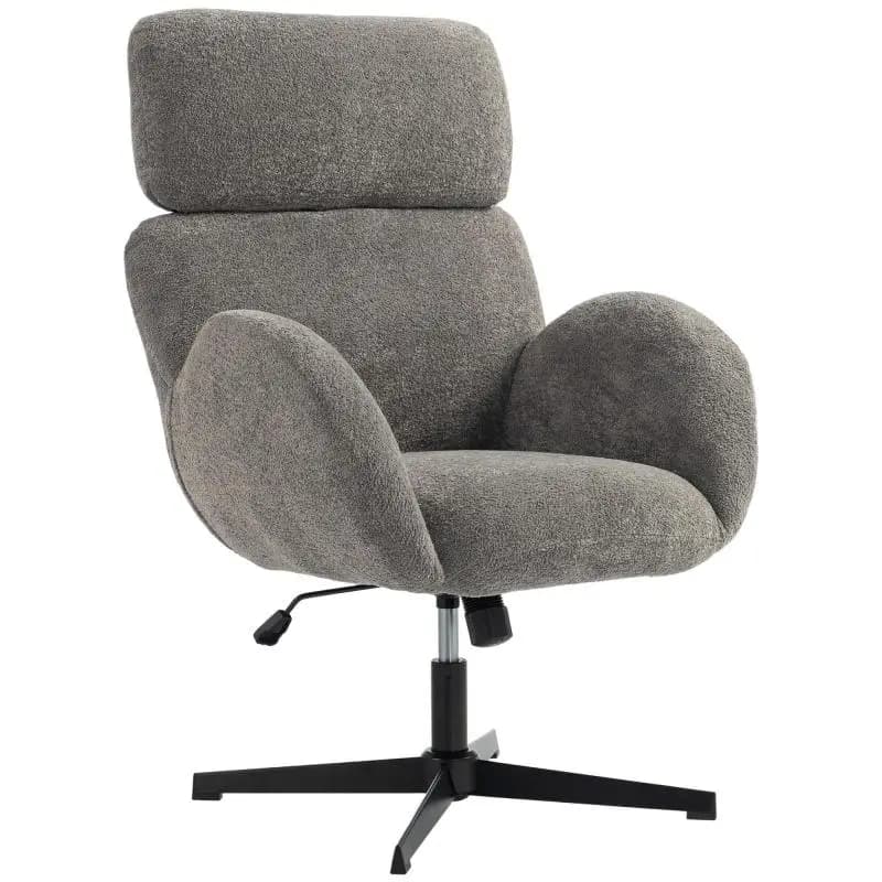 Office chair with velvet-look fabric upholstery, upholstered chair with steel base, height-adjustable desk chair, grey