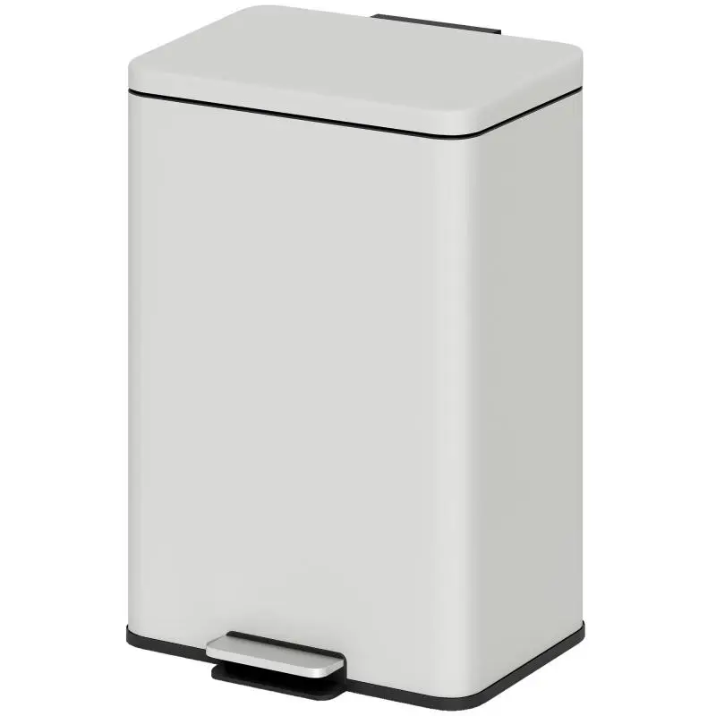 20L Metal Kitchen Trash Can, Pedal Bin, Soft-Close Lid, Cream
