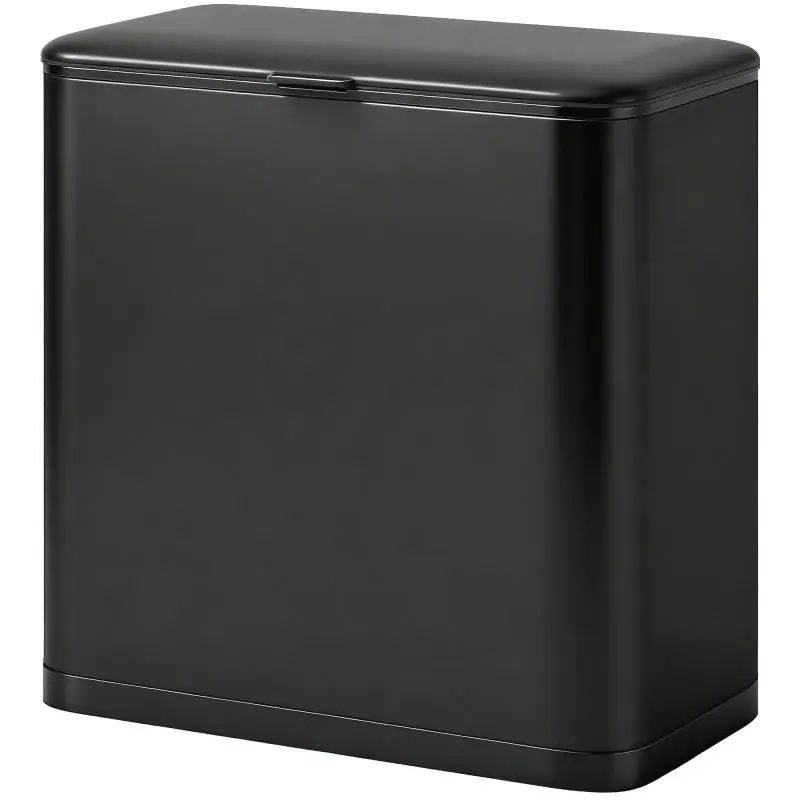8 L trash can, freestanding or wall-mountable, stainless steel, black
