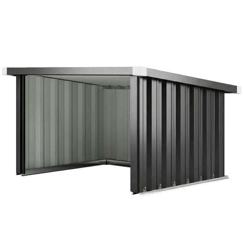 Robot Mower Shelter/Garage with Sloped Galvanized Steel Roof, 108 x 86 x 62.5 cm, Dark Grey