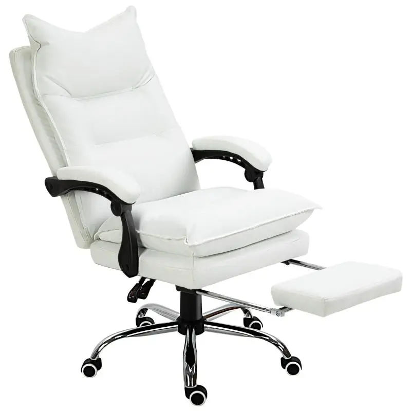Office chair, ergonomic office chair with reclining backrest, adjustable height, 66 x 72 x 130 cm, white