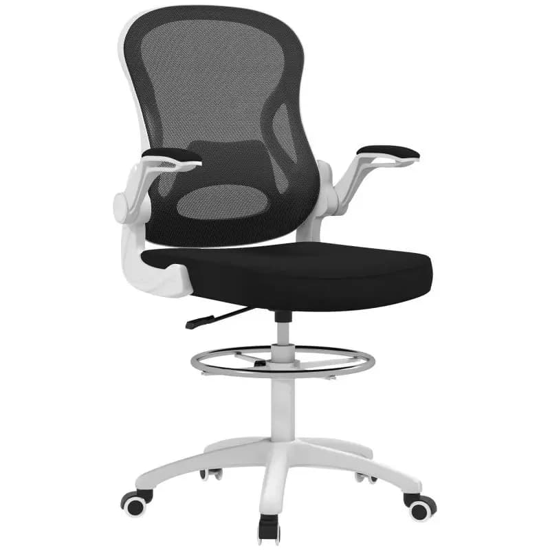 Ergonomic Office Chair in Breathable Fabric with Adjustable Height and Flip-Up Armrests, 59x65x110-130 cm