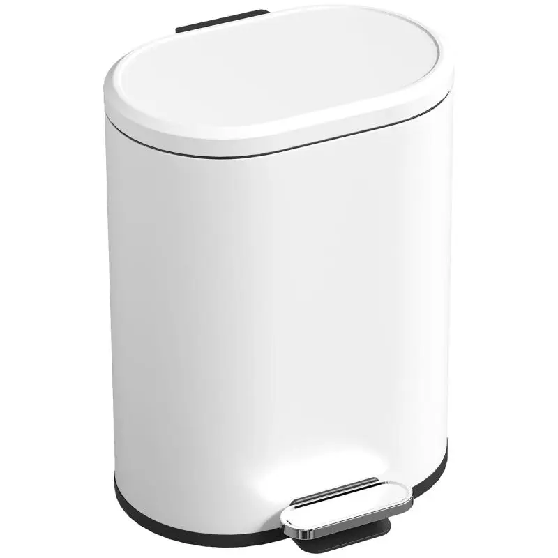 12L Pedal Trash Can with Lid, Foot Pedal, Inner Bucket, Soft-Close Function, 30 x 25.5 x 37.5 cm, White