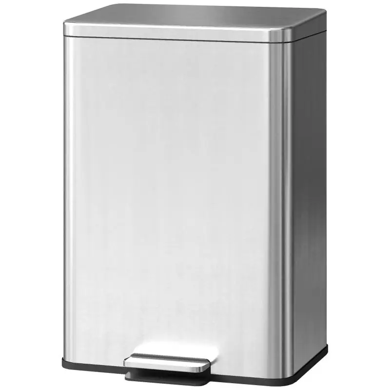 20L Pedal Bin with Soft-Close Lid and Removable Inner Bucket – Silver, 34.2 x 30.6 x 44.2 cm