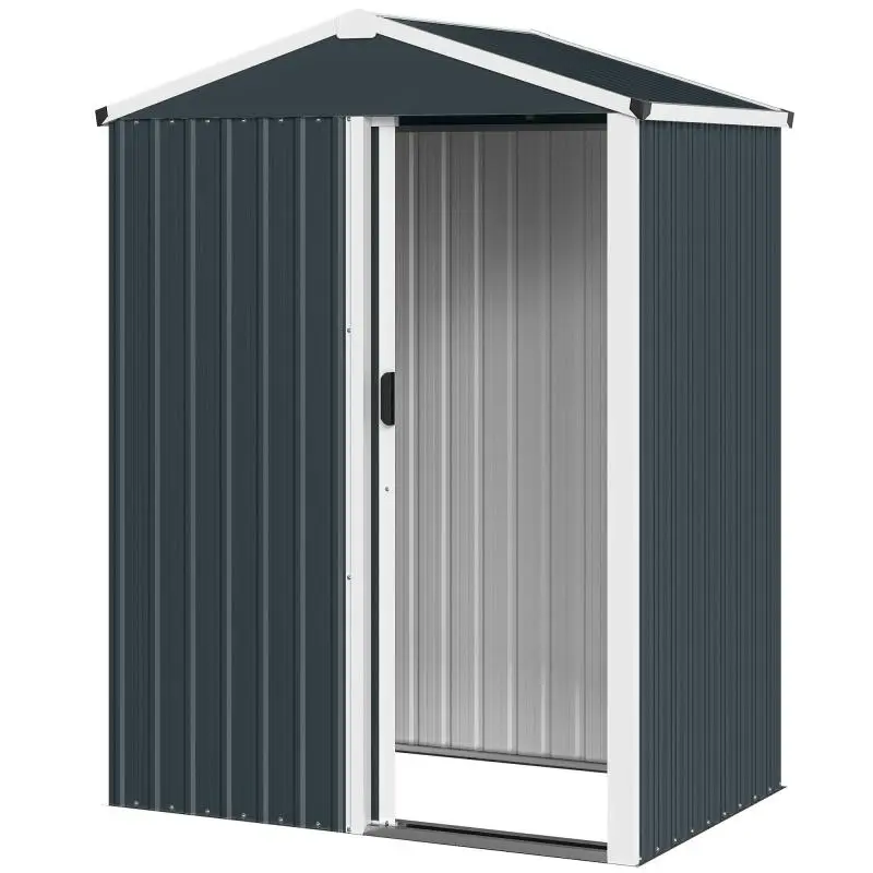 1.2 m² metal garden shed, outdoor garden cabin, lockable sliding door and gloves included, 136x87x176 cm, grey