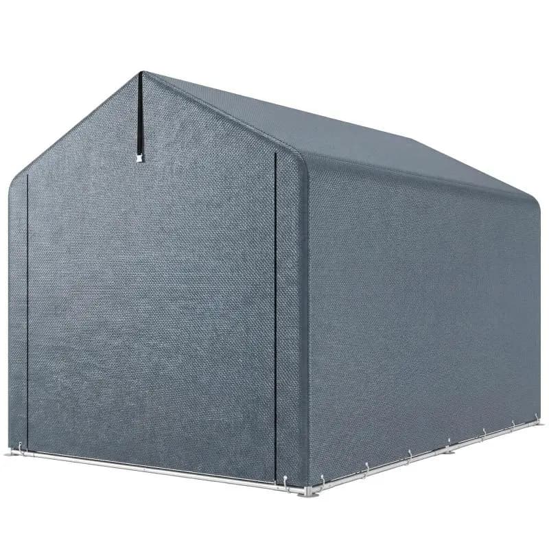 Garage Tent 2.2 x 1.6 m – Waterproof Storage Tent with Roll-Up Door, Gable Roof, Steel Frame, UV-Resistant – Dark Grey