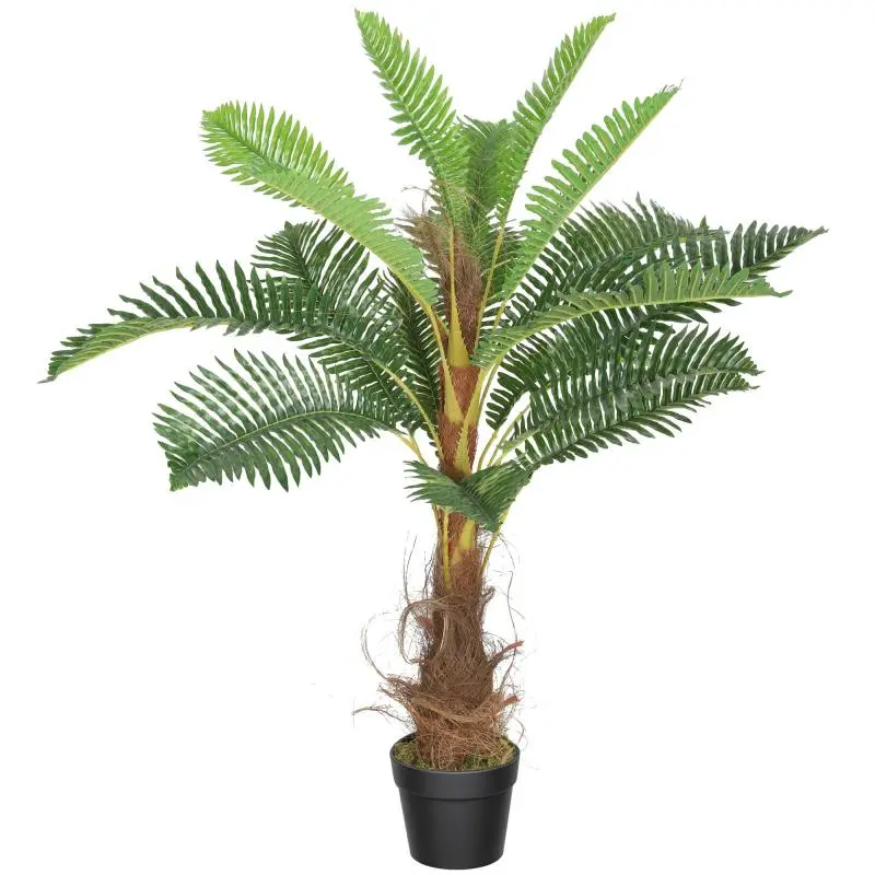 100 cm Artificial Palm Tree with 21 PEVA Leaves, Decorative Plant with Plastic Pot, Green