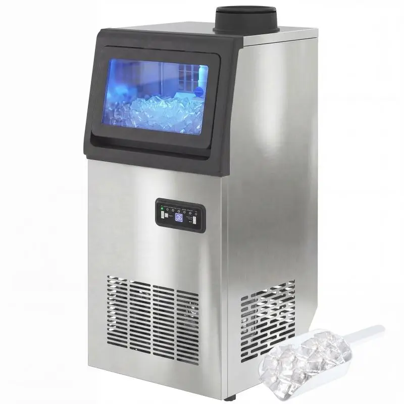 Commercial ice maker 36 kg/24h, stainless steel, 5.5 kg capacity, 36 cubes every 10 minutes,
